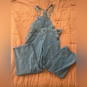 DAZY MEDIUM WASH DENIM BUTTON AND CLASP OVERALLS WIDE LEG